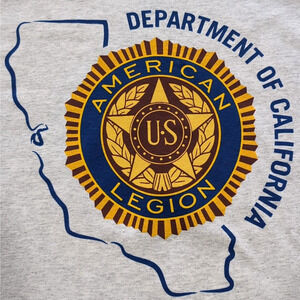US American Legion Dept of CA T-Shirt Men's Size L Gray Gildan Ultra Cotton
